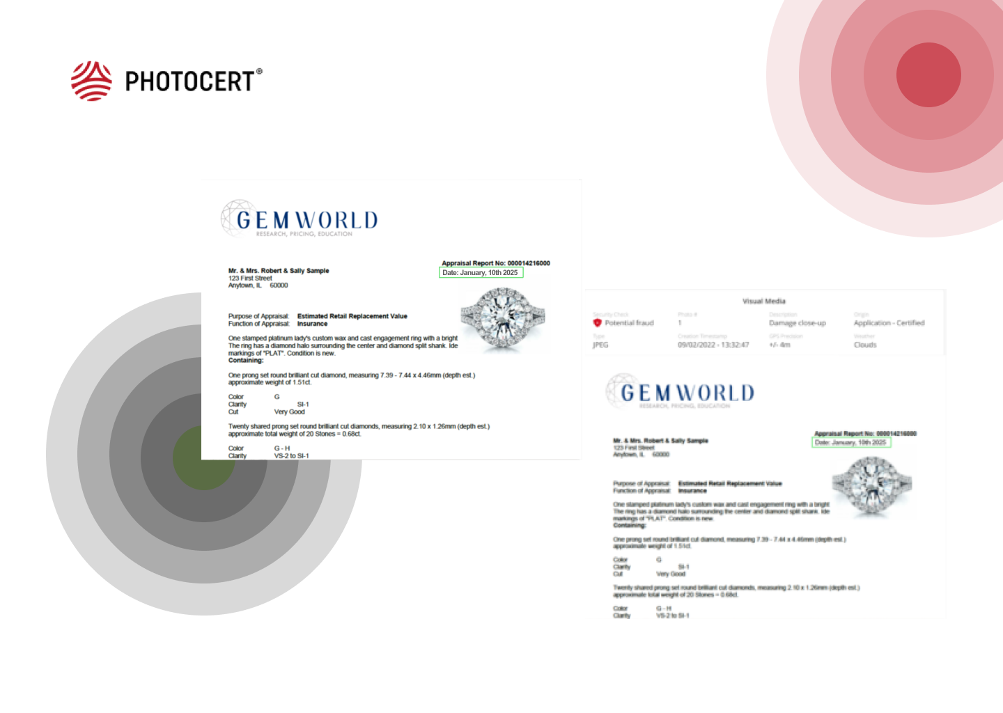 Image of Photocert technology detecting fake AI generated documents